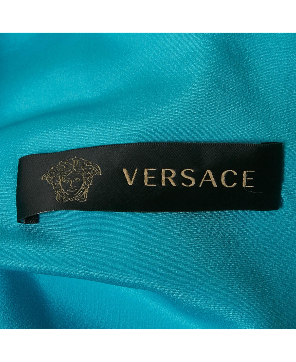 Pre-Owned Versace Women's Blue Tulle Ruche One-Shoulder Midi Dress