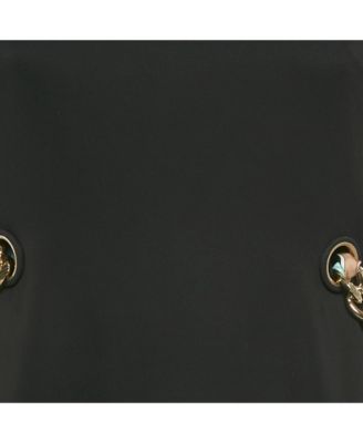 Women's Black Crepe Ribbon Details Mini Dress