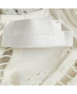 Women's White Linen Blend Eyelet Crop Top