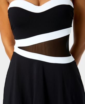 Women's Paneled Strapless One-Piece Swimsuit