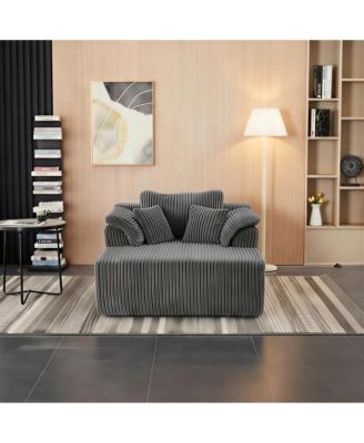 60 in. Oversized Chaise Lounge Chair, No Assembly Boneless Sofa Bed with Deep Seat – Corduroy Cloud Sofa for Living Room, Apartment