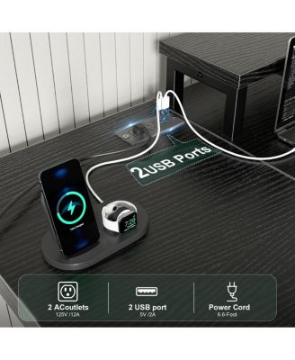 Gaming Desk with USB Charging, LED Lights & Monitor Riser