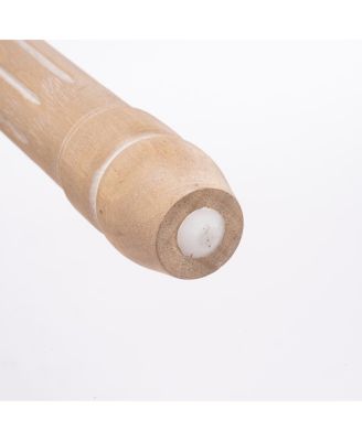 Streamdale French Country Wooden Barstools with Rattan Back & Upholstered Seat, Set of 2