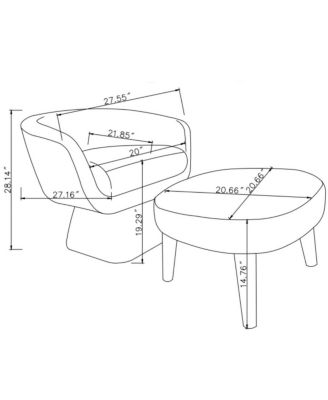 Lazy Chair with Ottoman, Modern Lounge Accent Chair, Upholstered Reading Chair