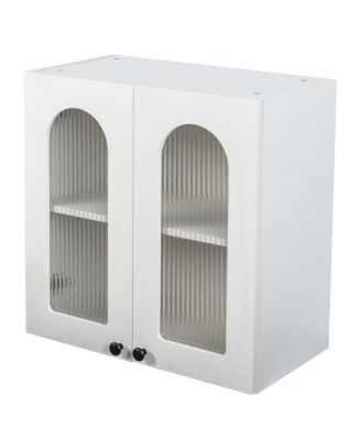 Wall Cabinet with Arched Glass Door and Adjustable Shelves