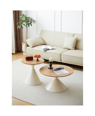 Elegant Double Cone Coffee Table Set with Wood Veneer Tops