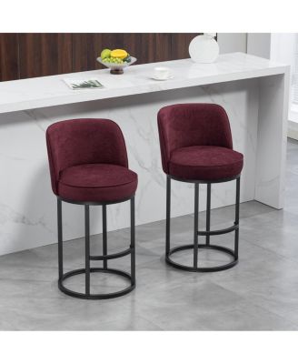 Streamdale Counter Height Bar Stools Set of 2, Modern Barrel Counter Stools with Backrest