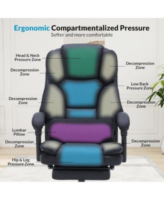 Streamdale Office Chair with Foot Rest, Executive, Reclining, PU Leather Comfy Swivel Chair