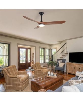 60-inch Modern Black 3-blade Ceiling Fan Light With Remote Control Supports Mobile Phone Connection And Voice Function