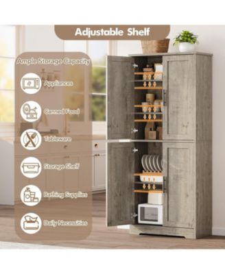 70" Tall Kitchen Pantry Cabinet with Doors and Adjustable Shelves, Freestanding Storage Cabinet, Grey