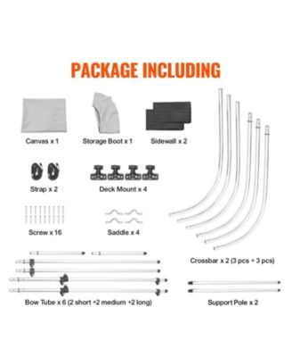 3 Bow Bimini Top Boat Cover, 600D Polyester Canopy with Mesh Sidewalls, 1" Aluminum Frame, Storage Boot, Light Grey