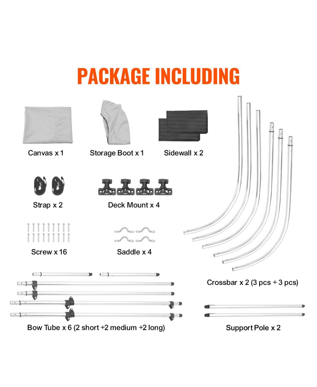 Mecale 3 Bow Bimini Top Boat Cover, 600D Polyester Canopy with Mesh Sidewalls, 1" Aluminum Frame, Storage Boot, Light Grey