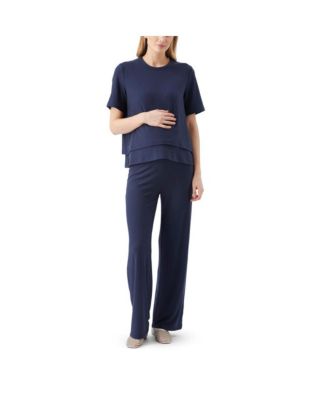 Maternity Ripe Mike Rib Nursing Top Navy