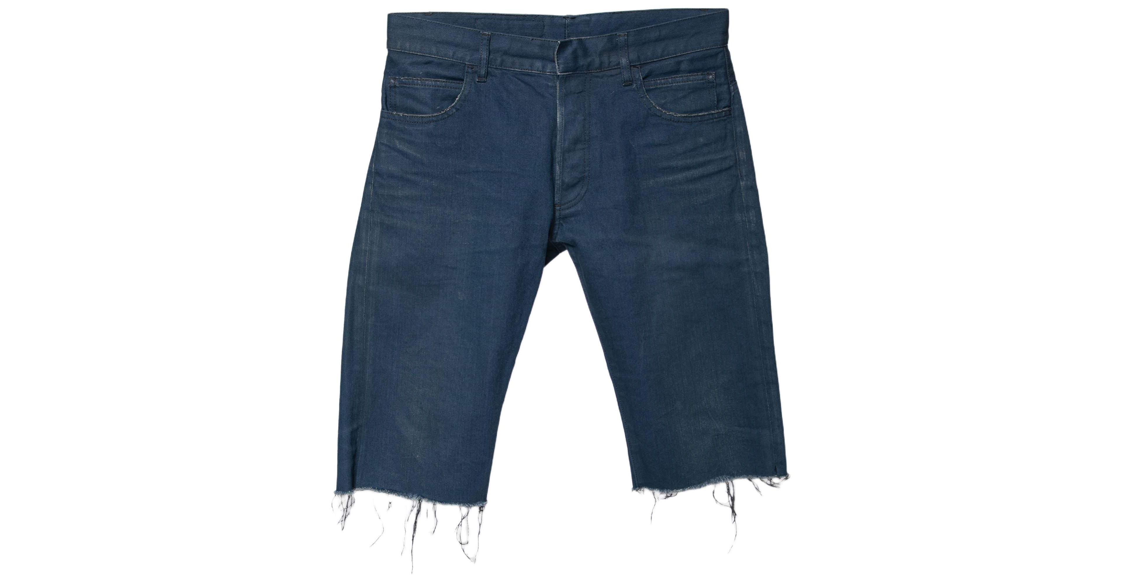 Pre-Owned Balmain Men's Blue Denim Frayed Edged Shorts