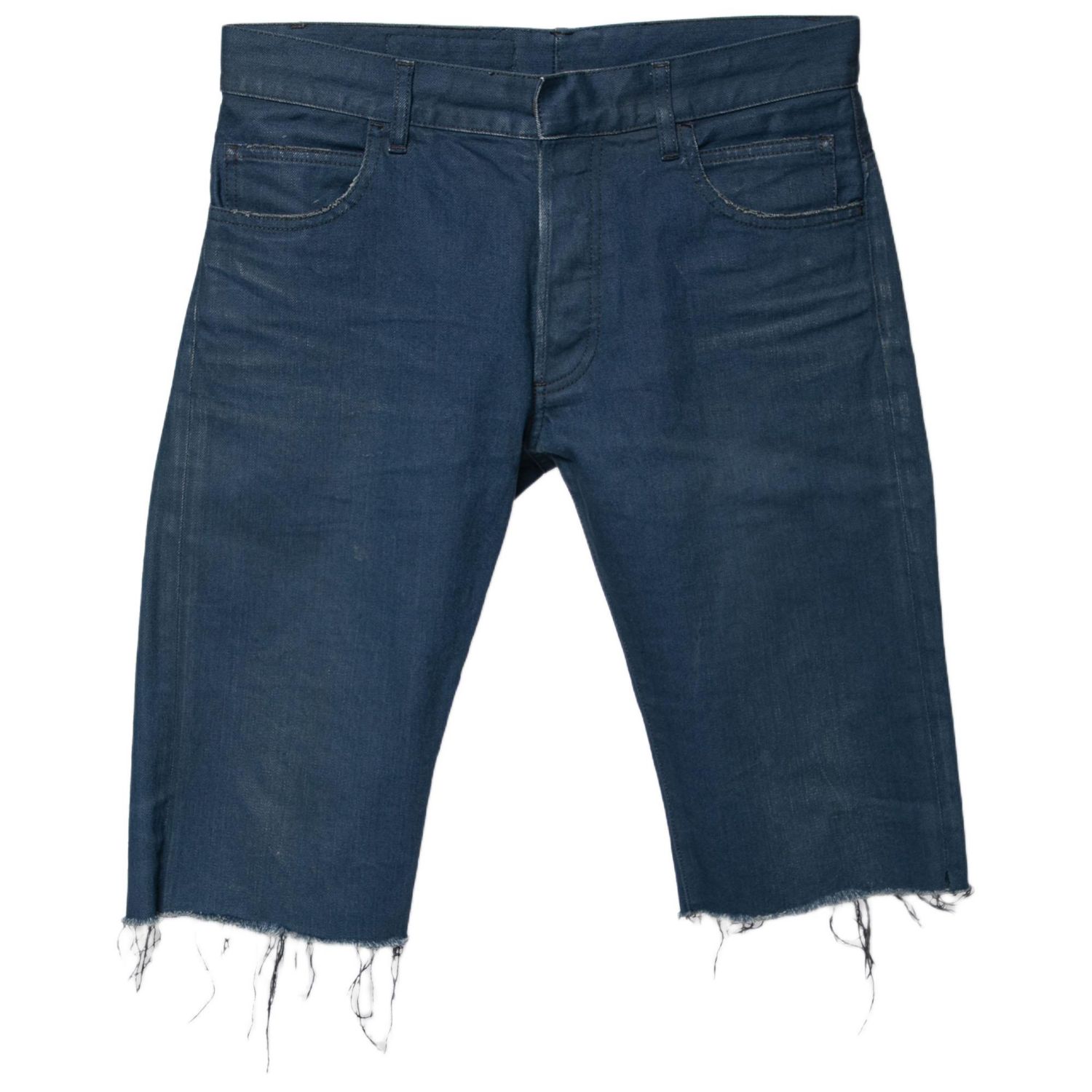 Men's Blue Denim Frayed Edged Shorts