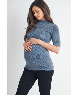 Maternity Ribbed Mock Neck Top