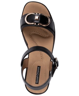 Women's Nava Hardware Round Toe Wedge Sandals