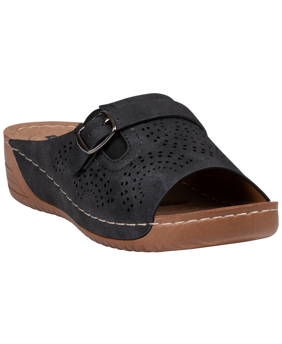Gc Shoes Women's Moira Perforated Comfort Round Toe Sandals - Black