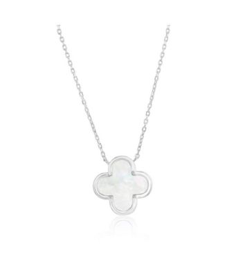 Sterling Silver, Mother of Pearl Clover Necklace