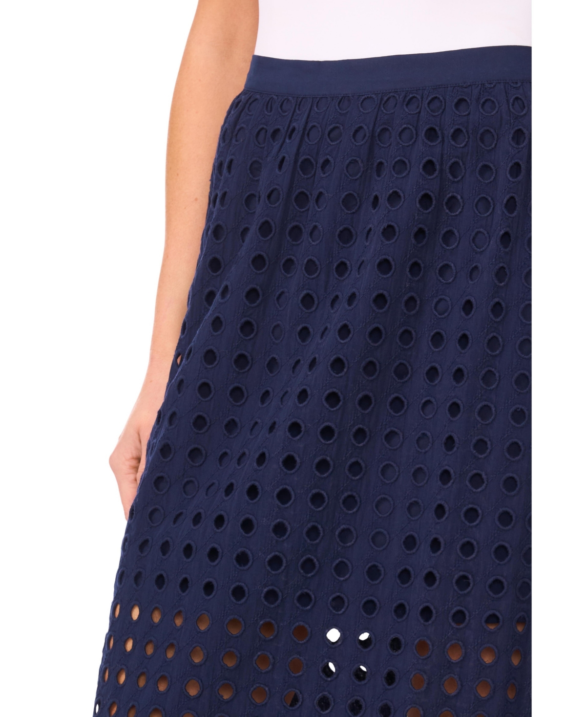 CeCe Women's Circle Eyelet Midi Skirt