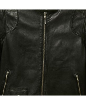 Men's Black Leather Zip Up