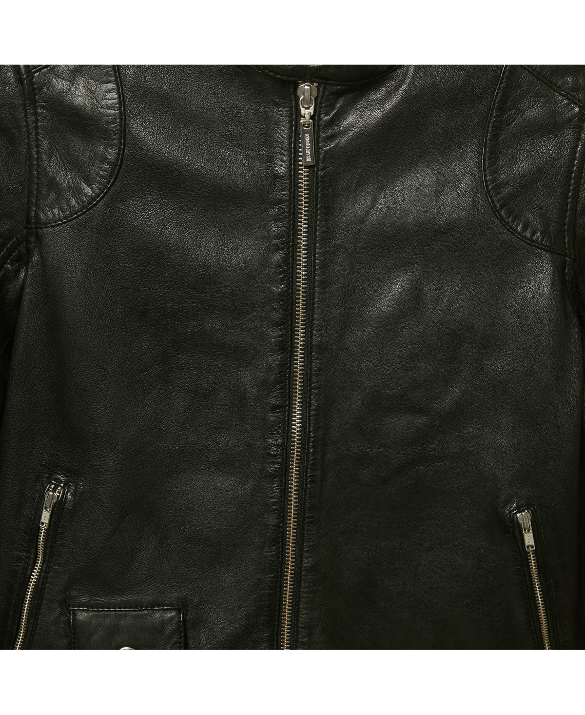 Pre-Owned Roberto Cavalli Men's Black Leather Zip Up