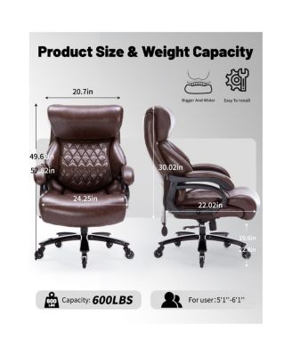 600LBS Heavy Duty Office Chair, Big & Tall, High Back Executive Desk Chair with Pocket Spring Cushion