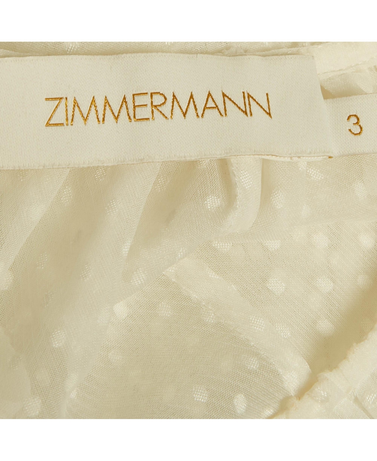 Pre-Owned Zimmermann Women's White Plumetis Chiffon Pleated Hem Blouse
