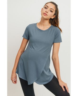 Maternity Short Sleeve Layered Wrap Nursing Top
