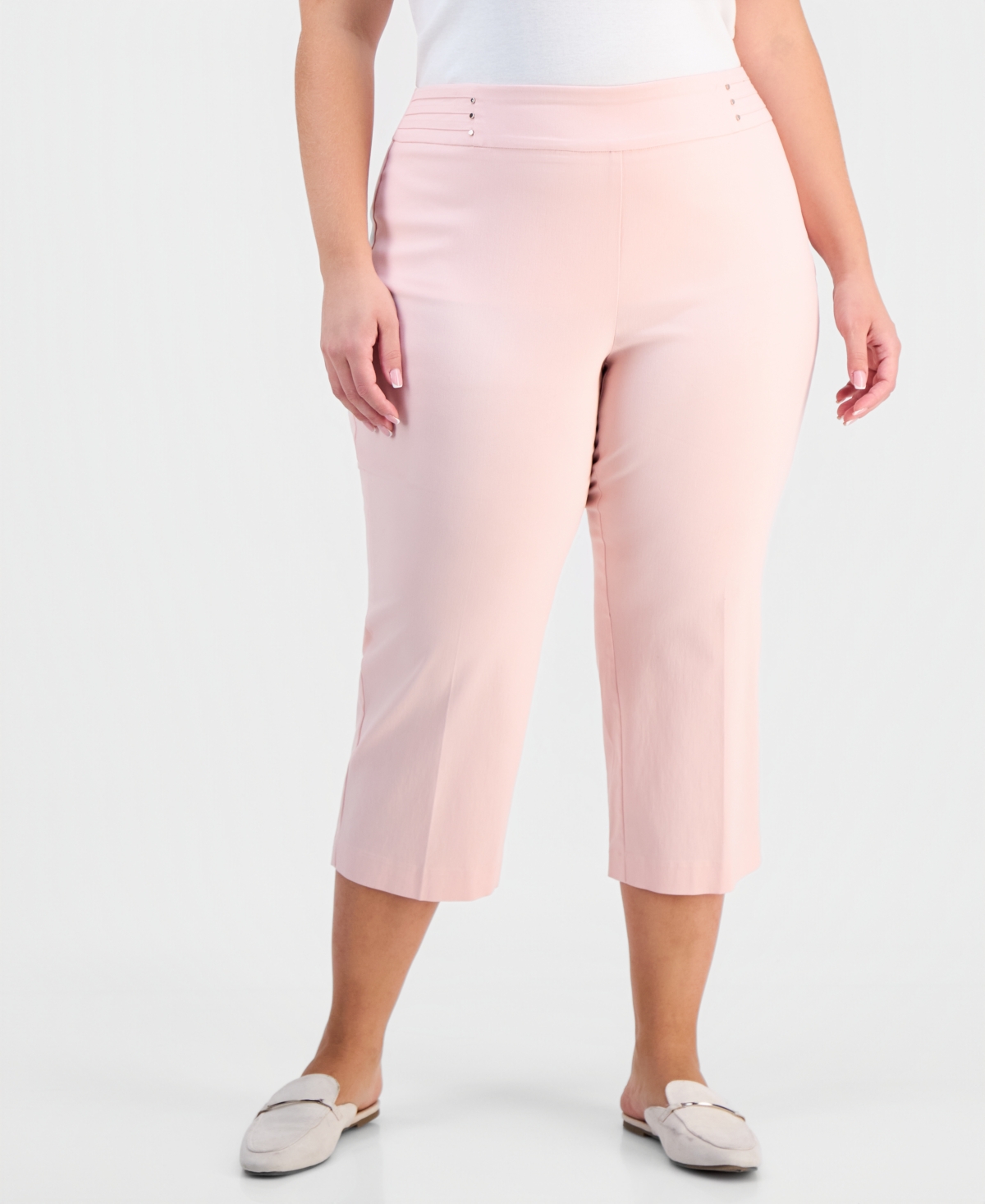 Jm Collection Plus Tummy Control Pull-On Capri Pants, Exclusively at Macy's