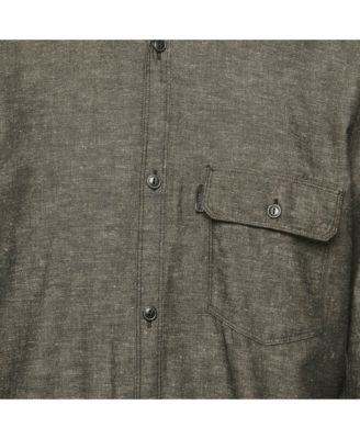 Men's Brit Dark Grey Cotton Blend Button Front Shirt