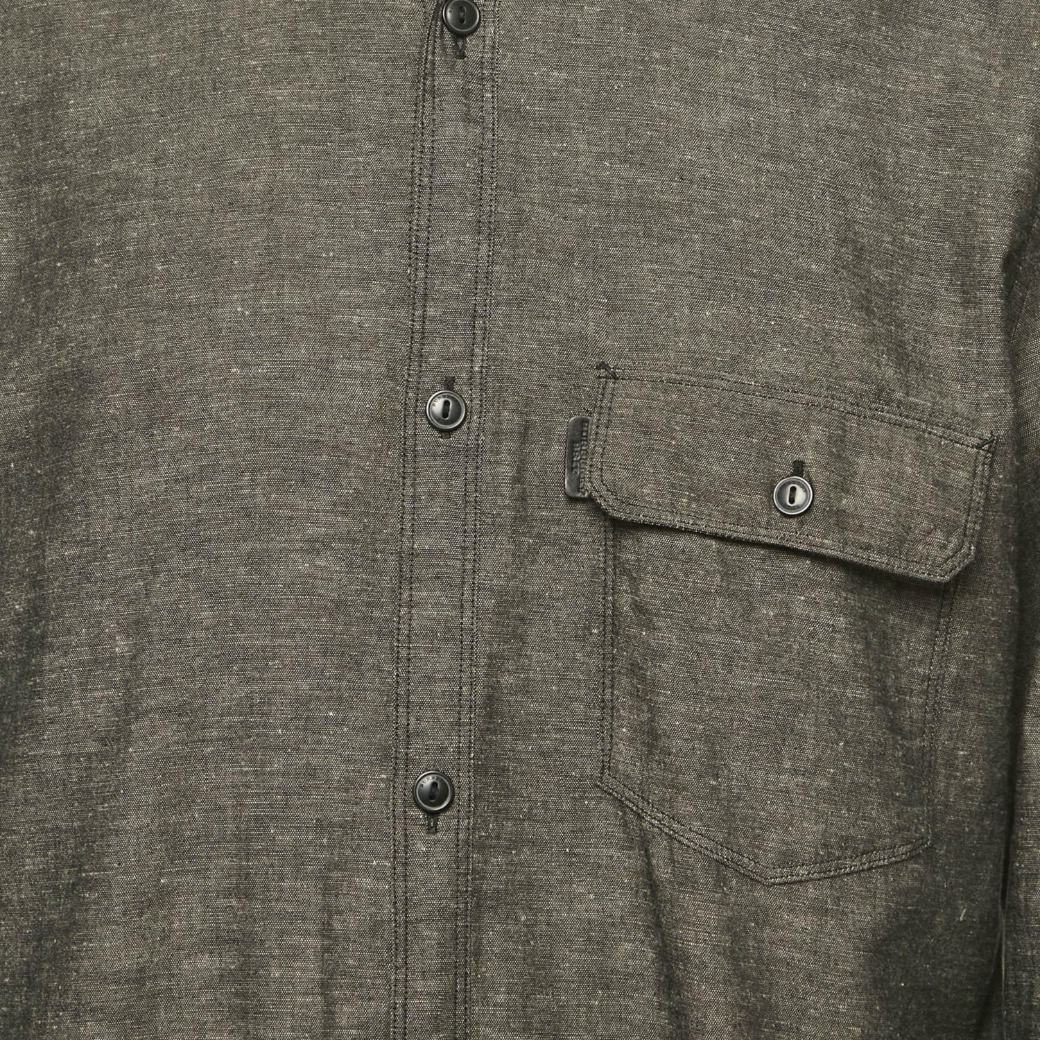 Men's Brit Dark Grey Cotton Blend Button Front Shirt