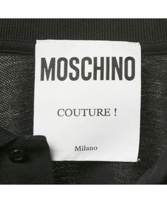 Men's Couture Black Embroidered Cotton Polo T-Shirt