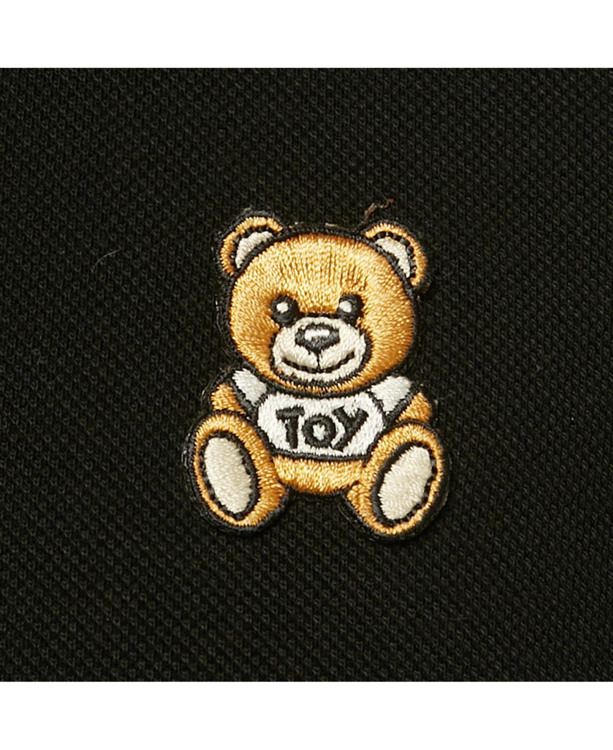 Pre-Owned Moschino Men's Black Teddy Applique Cotton Knit Polo T-Shirt
