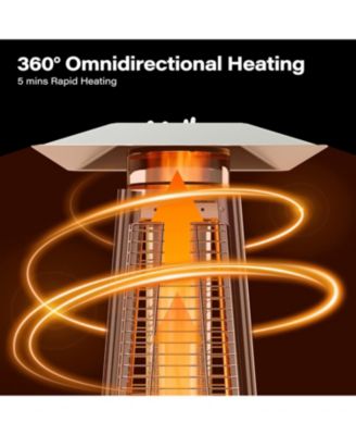 48,000 BTU Stainless Steel Pyramid Patio Flame Propane Gas Patio Heater with Wheels