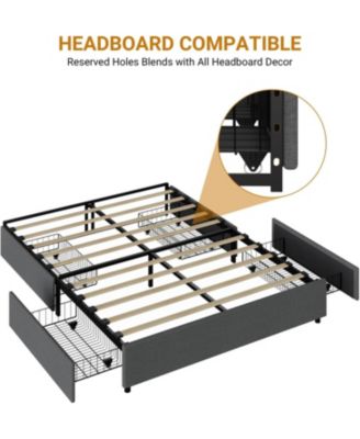 Platform Bed Frame with 4 Storage Drawers, Mattress Foundation