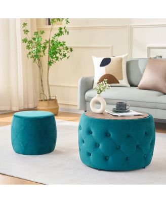 Luxurious Velvet Nesting Ottomans (Set of 2)
