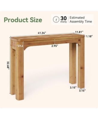 Solid Wood Console Table for Entryway, 41.3-Inch Farmhouse Sofa Table Behind Couch, Natural