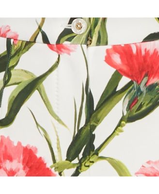 Women's White/pink Floral Print Jersey Flared Trousers