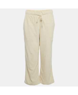 Women's Cream Terry Drawstring Wide Leg Pants