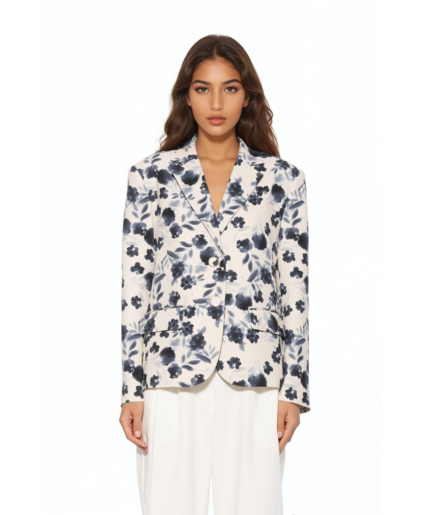 Женский пиджак Alexia Admor Noa Printed Boyfriend Blazer, цвет: Слоновая кость — фото 1