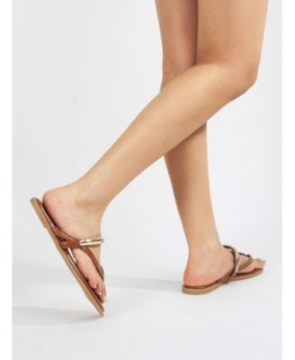women's  Kara Metal Ring Thong Sandals