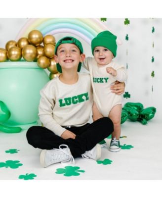 Big Boys Lucky Varsity Patch St. Patrick's Day Sweatshirt