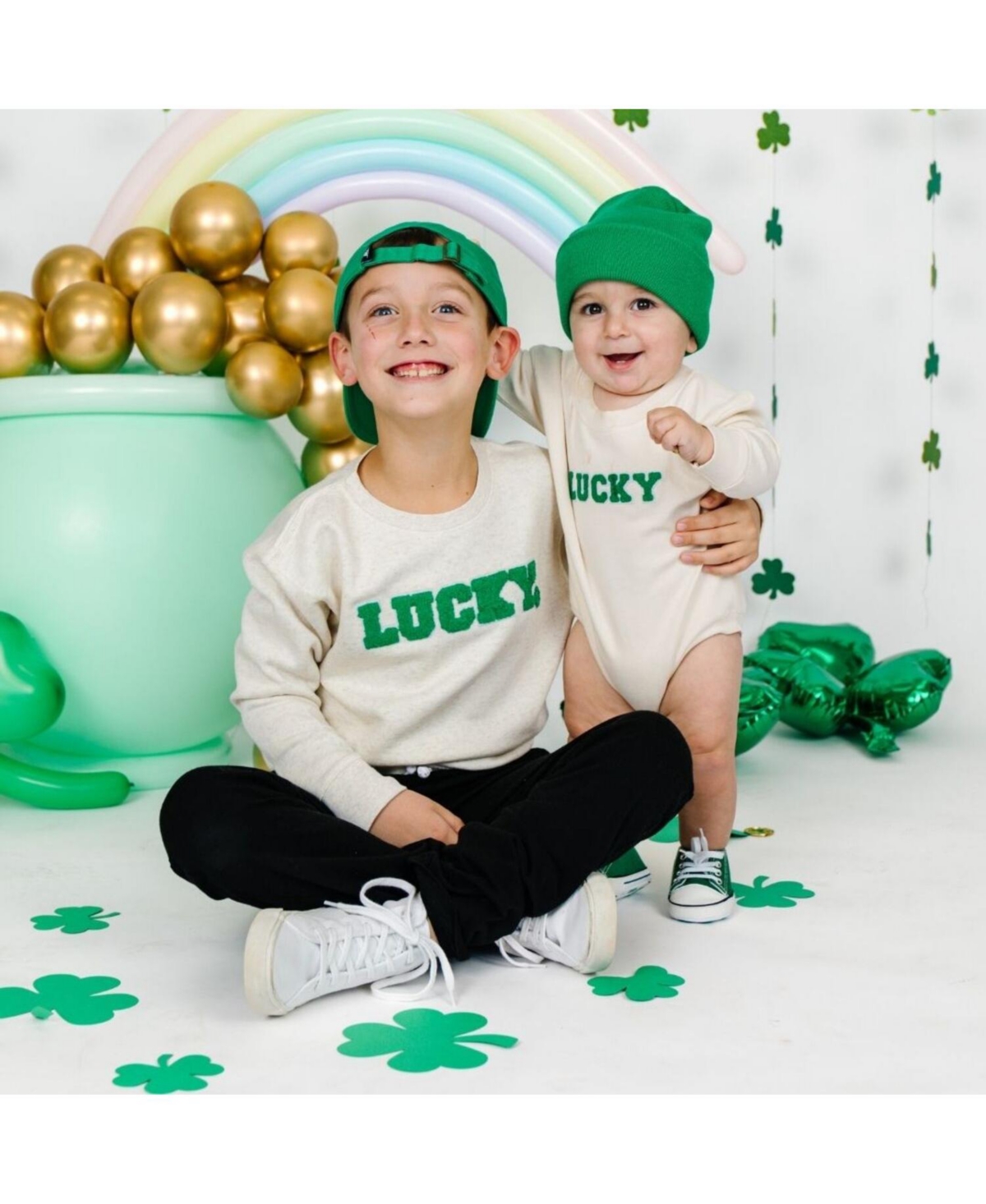 Sweet Wink Big Boys Lucky Varsity Patch St. Patrick's Day Sweatshirt