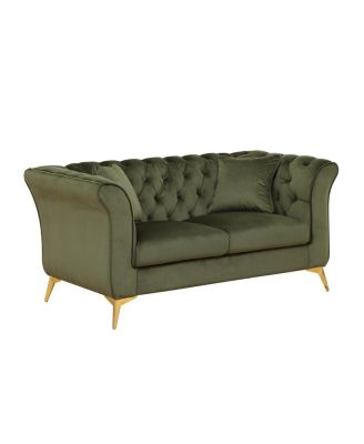 Chesterfield Stanford Sofa, Tufted, Trinkled Fabric, Loveseater