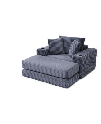 52.4" Oversized Corduroy Chaise Lounge Sofa Bed