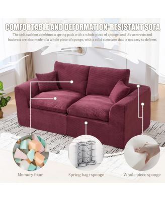 Modular Sectional Sofa Cloud Couch, Comfy Modern 2 Seater with Removable Cushion Covers