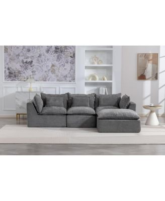 Cloud Couch Oversized Modular Sectional Sofa, 3-Seat with Ottoman