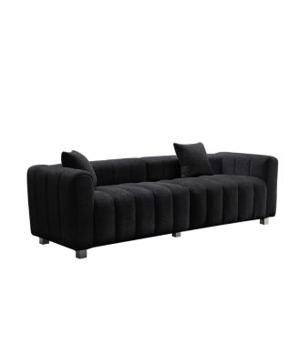 Premium Velvet 3-Seater Sofa with Metal Base and 2 Pillows