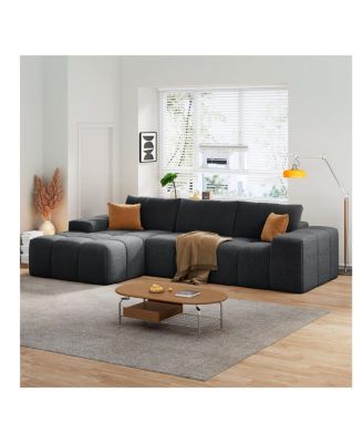  L-shaped modular sofa, no assembly, deep seat, 3 cushions, soft fabric upholstery